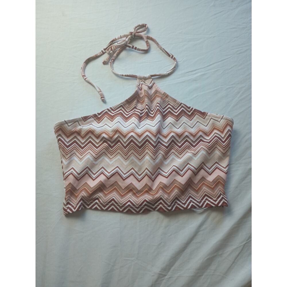 Sadie & Sage Cropped Halter Top Women Size Small NWT Brown Tan Festival